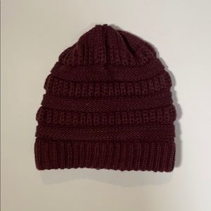 Burgundy knit beanie